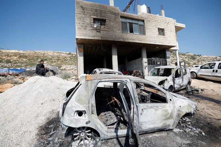 Property damaged by Israeli settlers in al-Mughayyer, April 13, 2024