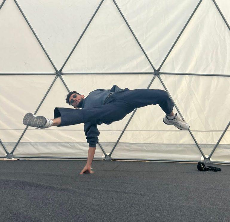Oussema Khlifi, 25, practises his breakdancing skills in Tunis [Courtesy of Native Rebels]