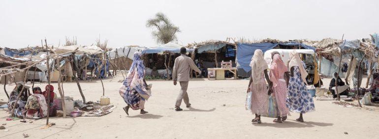 Daily life in Metche camp, where between 40,000 to 50,000 Sudanese refugees reside.