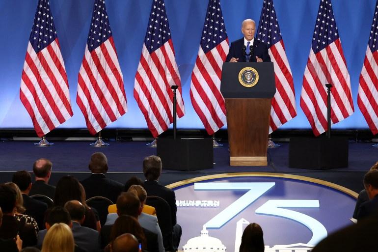 Biden attacks Trump’s criticisms of the NATO alliance in a Thursday speech