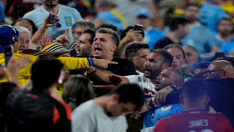 Uruguay footballers clash with Colombia fans after Copa America match